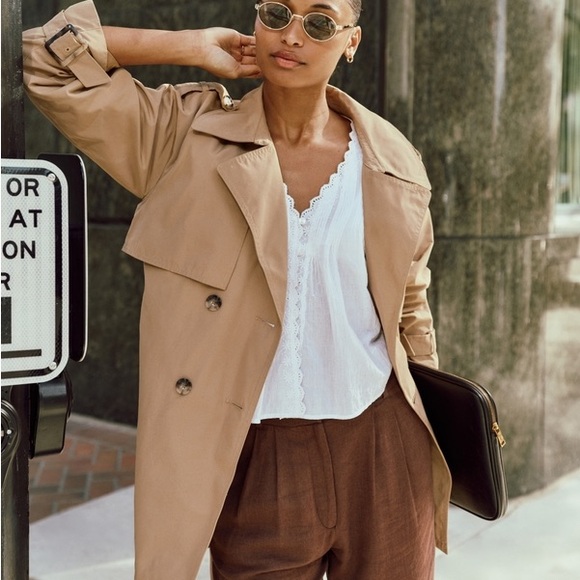 Abercrombie & Fitch Mid-Length Trench Coat Sz M - Picture 6 of 9